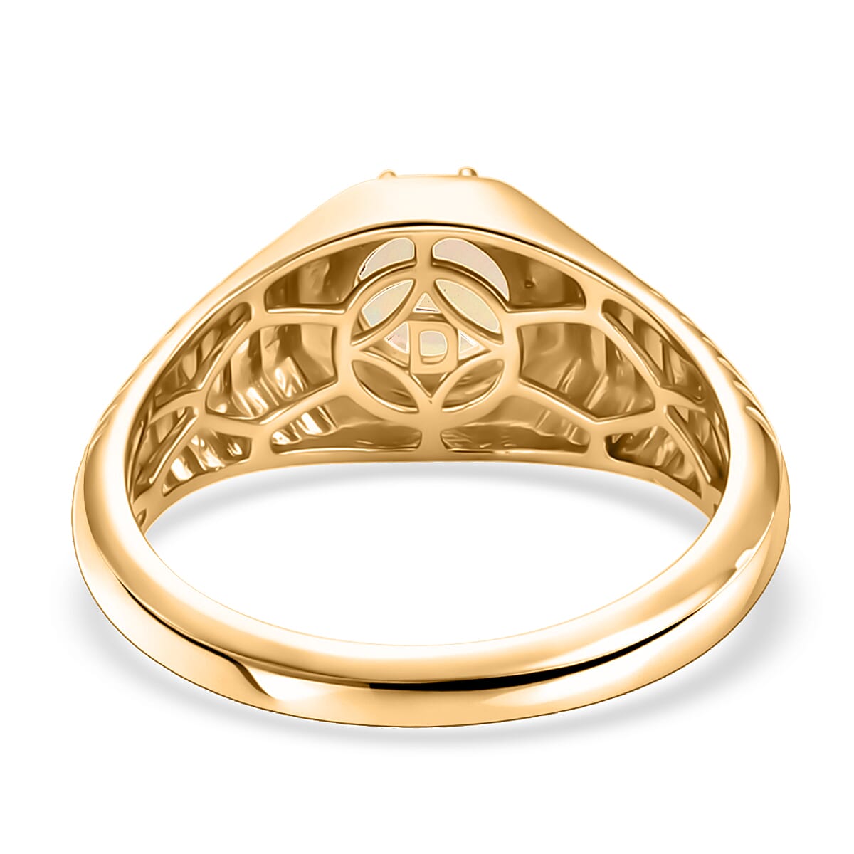 D'Joy Premium Ethiopian Welo Opal 0.80 ctw Men's Ring in 18K Vermeil Yellow Gold Over Sterling Silver (Size 11.0) image number 4