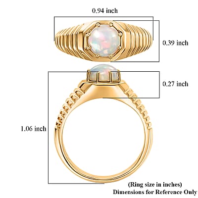 D'Joy Premium Ethiopian Welo Opal 0.80 ctw Men's Ring in 18K Vermeil Yellow Gold Over Sterling Silver (Size 13.0)