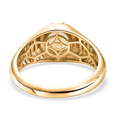 D'Joy Premium Ethiopian Welo Opal 0.80 ctw Men's Ring in 18K Vermeil Yellow Gold Over Sterling Silver (Size 14.0)