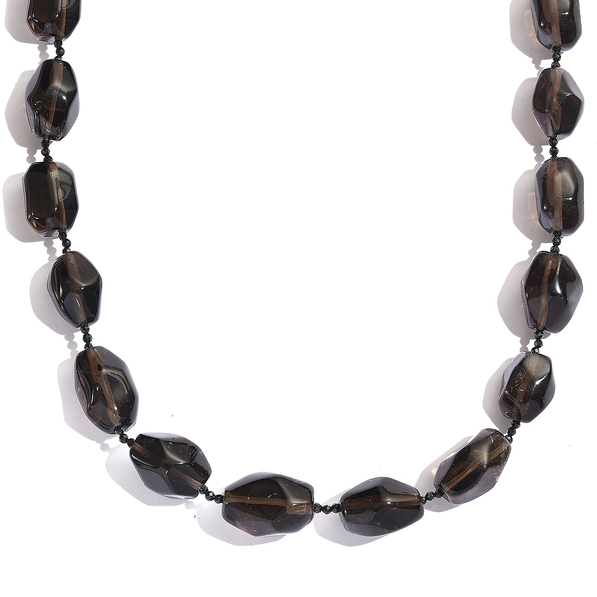 EverTrue Smoky Quartz and Thai Black Spinel 450.00 ctw Beaded Necklace in Platinum Over 18 Inches  image number 2