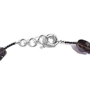 EverTrue Smoky Quartz and Thai Black Spinel 450.00 ctw Beaded Necklace in Platinum Over 18 Inches 