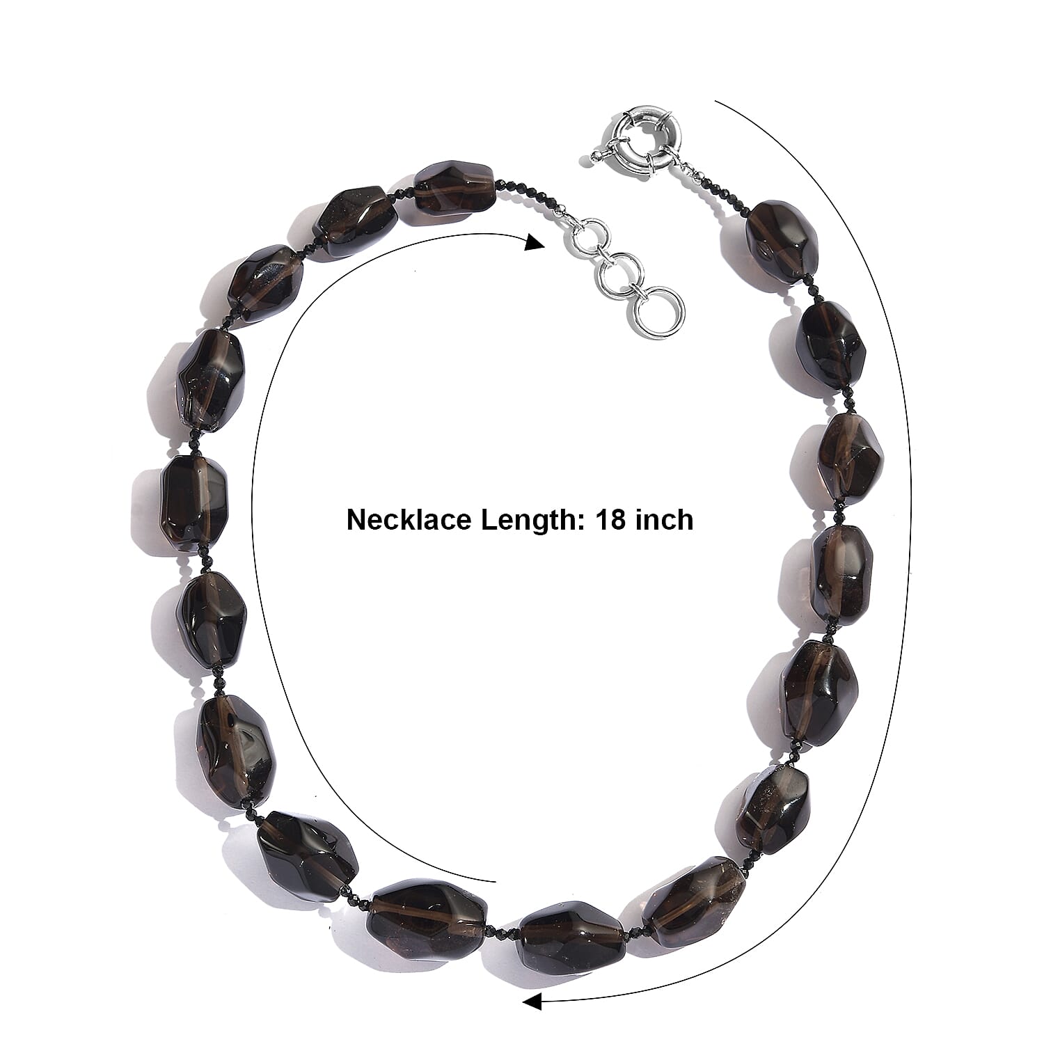 EverTrue Smoky Quartz and Thai Black Spinel 450.00 ctw Beaded Necklace in Platinum Over 18 Inches