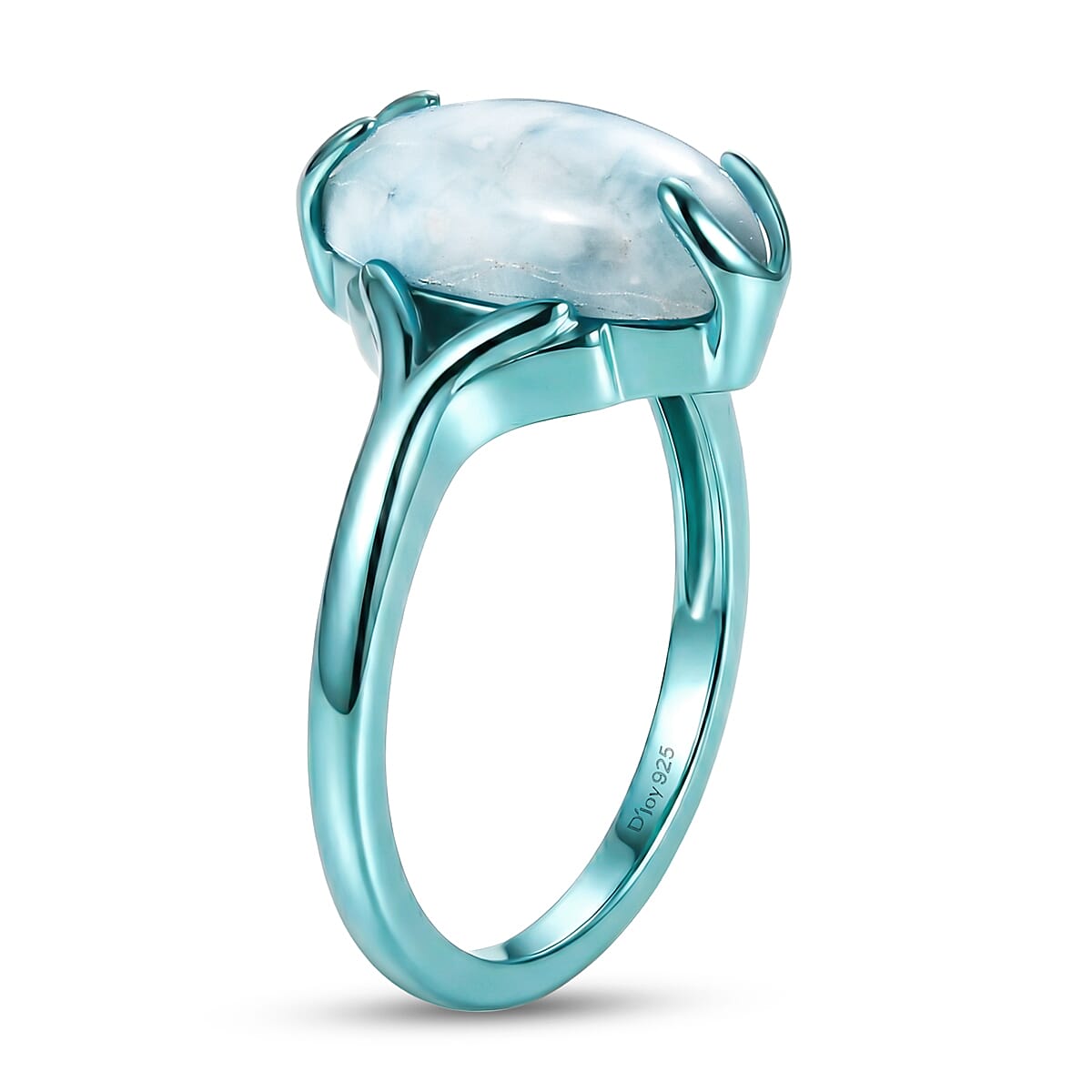 D'Joy AAA Larimar 1.65 ctw Tidal Flame Ring in Blue E-Coat Sterling Silver (Size 7.0) image number 3