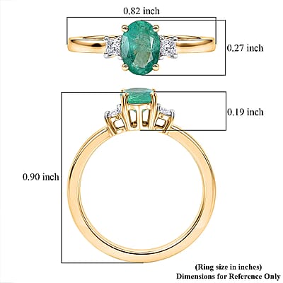 Luxoro Premium Boyaca Colombian Emerald and Diamond I2 0.90 ctw Verdant Flame Oval Ring in 10K Yellow Gold (Size 6.0)