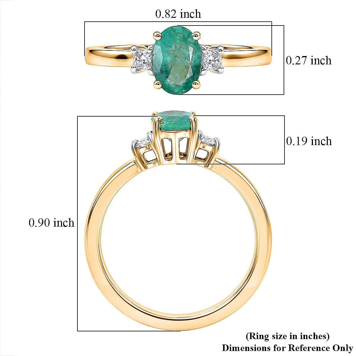 Luxoro Premium Boyaca Colombian Emerald and Diamond I2 0.90 ctw Verdant Flame Oval Ring in 10K Yellow Gold (Size 6.5) image number 5