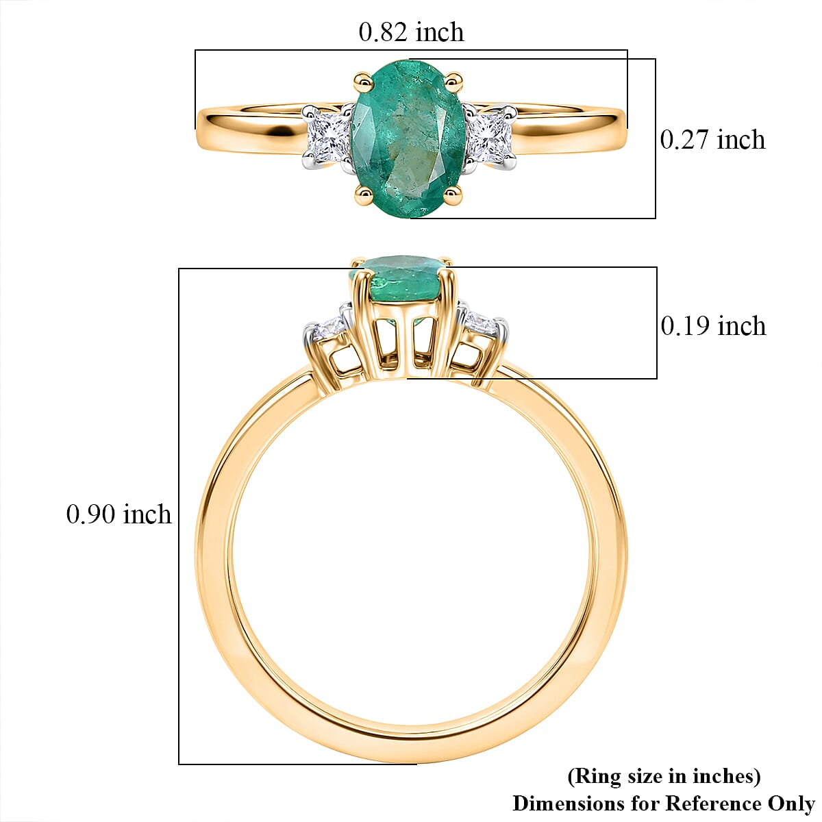 Luxoro Premium Boyaca Colombian Emerald and Diamond I2 0.90 ctw Verdant Flame Oval Ring in 10K Yellow Gold (Size 8.0) image number 5
