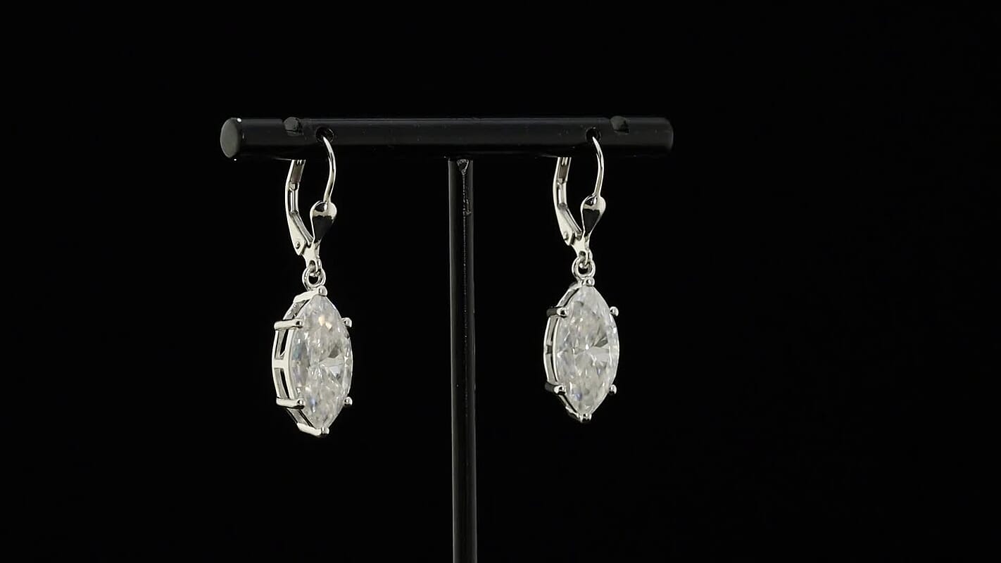 D'Joy Moissanite 8.70 ctw Celestial Leaf Drop Earrings in Rhodium Over Sterling Silver