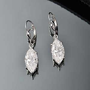 D'Joy Moissanite 8.70 ctw Lever Back Earrings in Rhodium Over Sterling Silver
