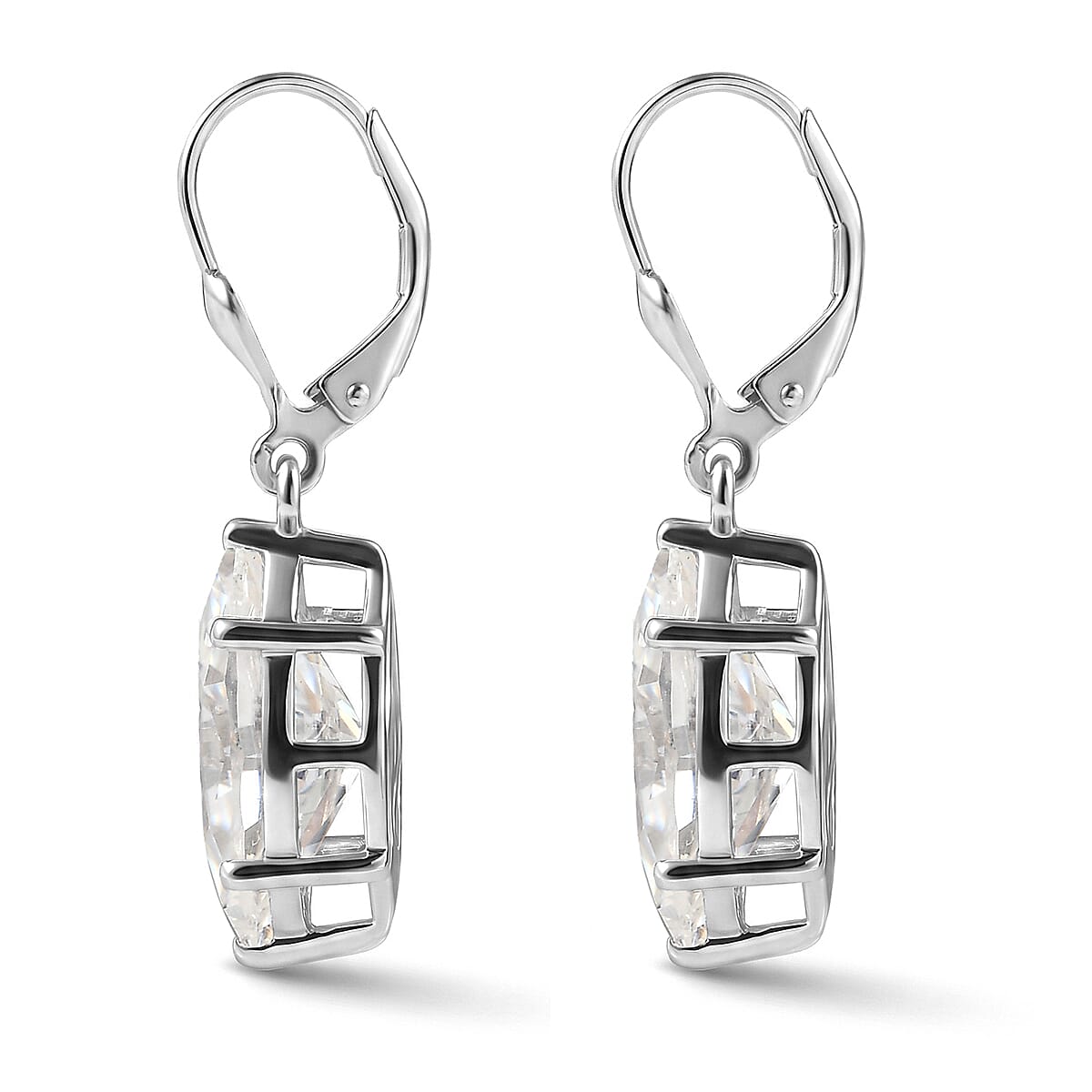 D'Joy Moissanite 8.70 ctw Lever Back Earrings in Rhodium Over Sterling Silver image number 3