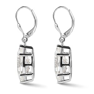 D'Joy Moissanite 8.70 ctw Lever Back Earrings in Rhodium Over Sterling Silver