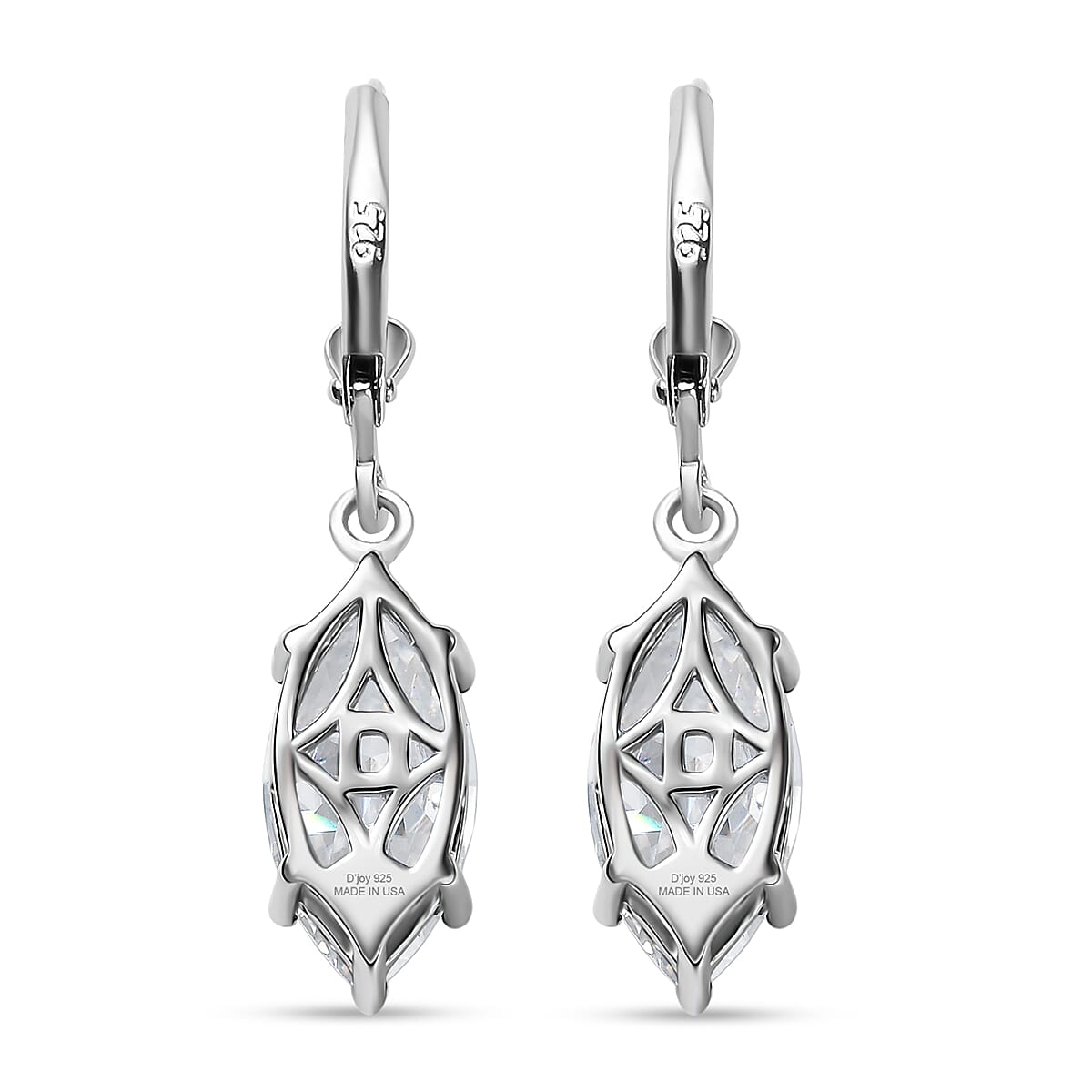 D'Joy Moissanite 8.70 ctw Celestial Leaf Drop Earrings in Rhodium Over Sterling Silver