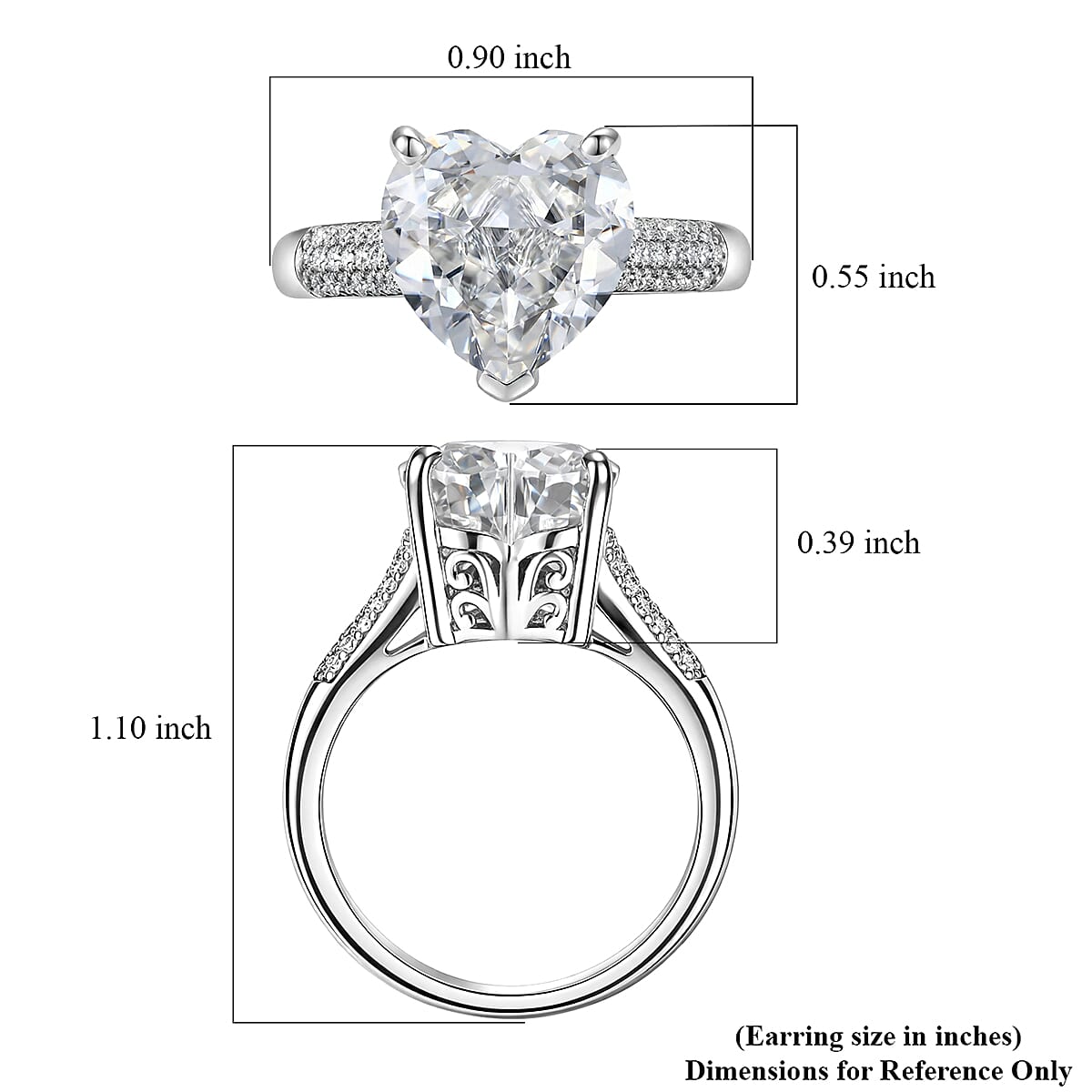 D'Joy Moissanite 6.40 ctw Heart Ring in Rhodium Over Sterling Silver (Size 10.0)