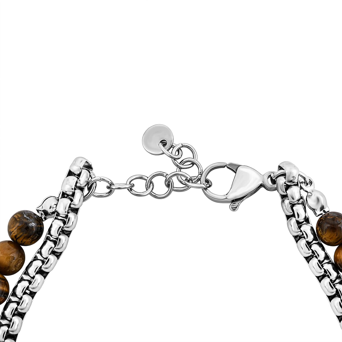 Tigers Eye 32.00 ctw Beaded Bracelet in Stainless Steel (8-9In) image number 4