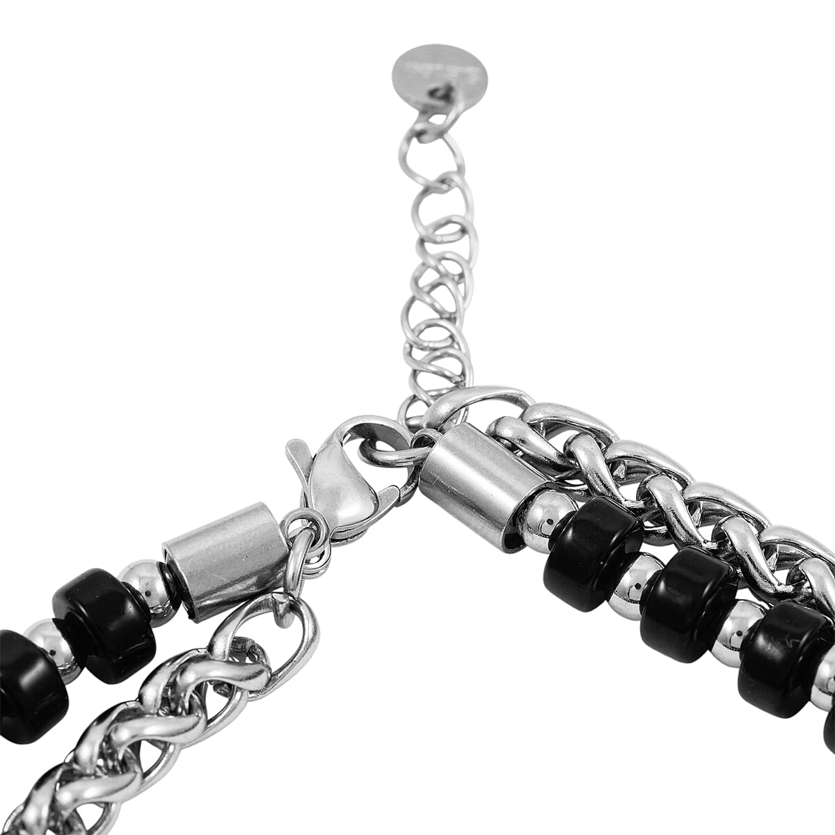 Black Onyx 28.00 ctw Beaded Bracelet in Stainless Steel (8-9In) image number 4
