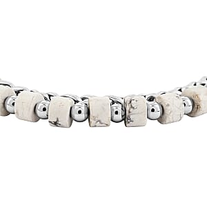 Howlite 30.00 ctw Beaded Bracelet in Stainless Steel (8-9In)
