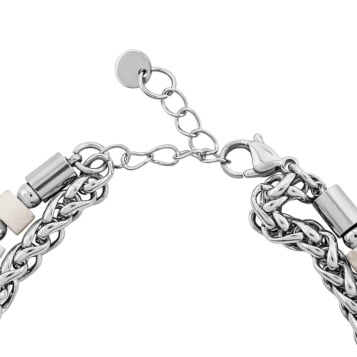 Howlite 30.00 ctw Beaded Bracelet in Stainless Steel (8-9In) image number 4