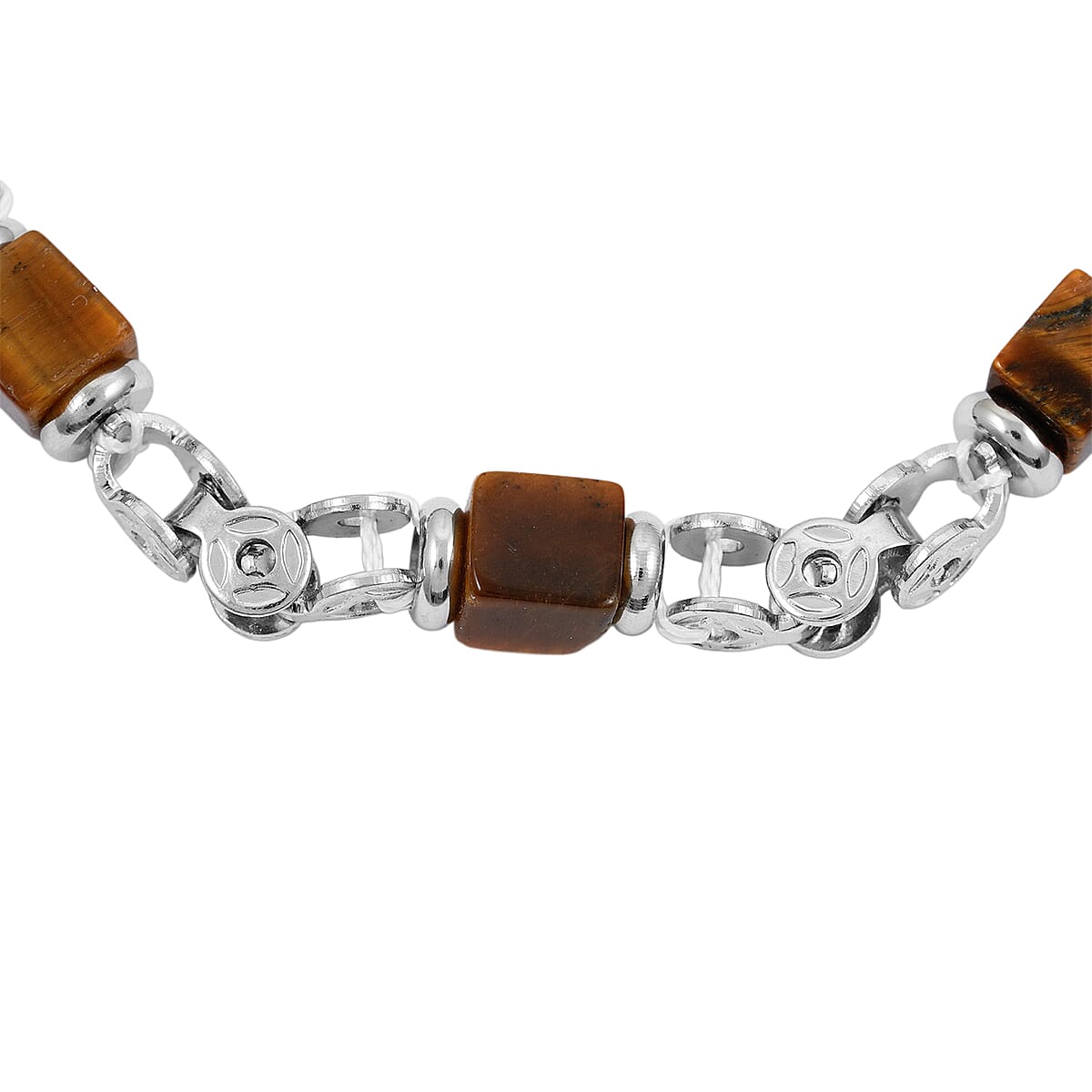Tigers Eye 4.50 ctw Beaded Bracelet in Stainless Steel (8.00 In) image number 3