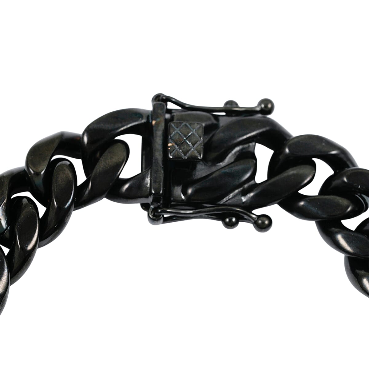 Cuban Chain Bracelet in ION Plated Black Stainless Steel (8.50 In) image number 4