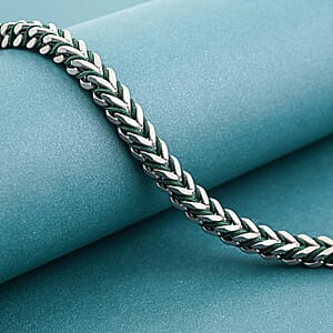 Chevron and Green Rope Chain Bracelet in Stainless Steel (8.00 In)
