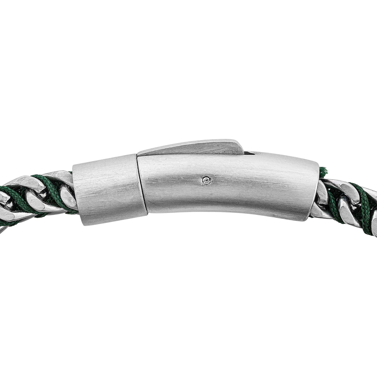 Chevron and Green Rope Chain Bracelet in Stainless Steel (8.00 In)