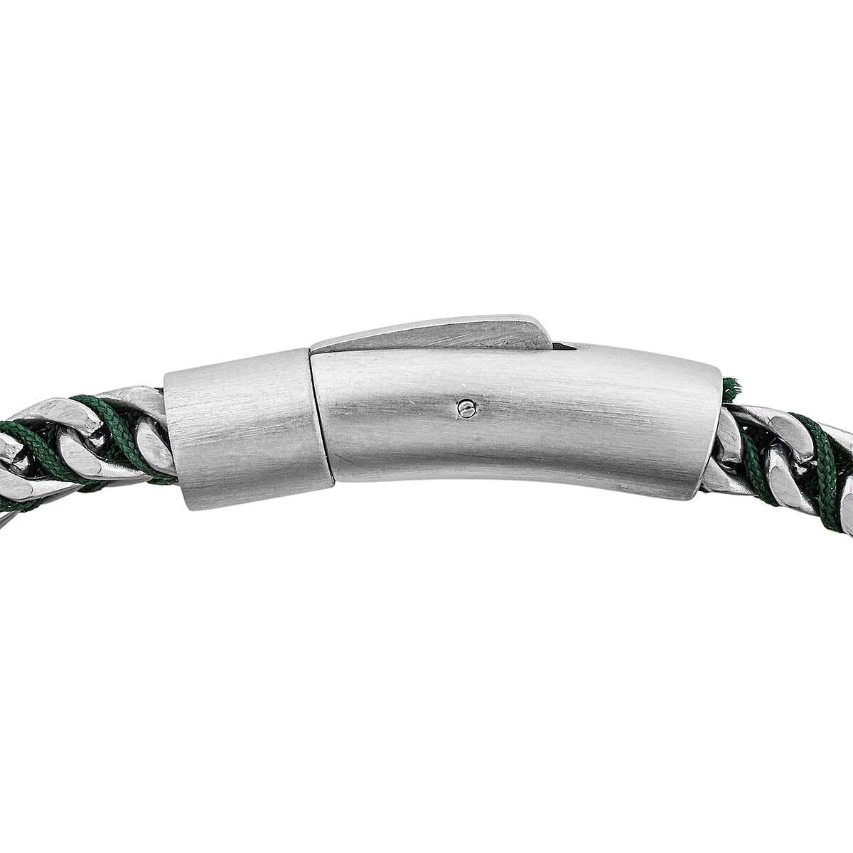 Chevron and Green Rope Chain Bracelet in Stainless Steel (8.00 In) image number 4