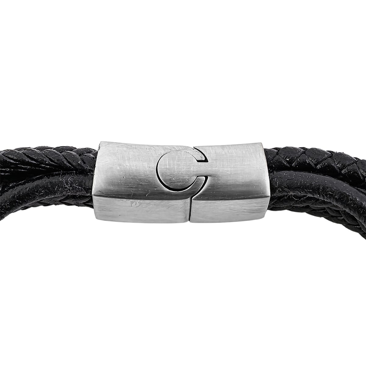 Leather Bracelet in Stainless Steel (8.25 In) image number 3