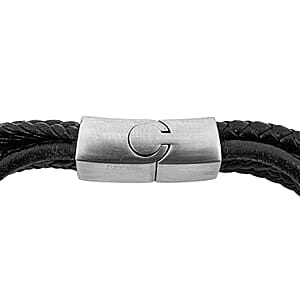 Leather Bracelet in Stainless Steel (8.25 In)