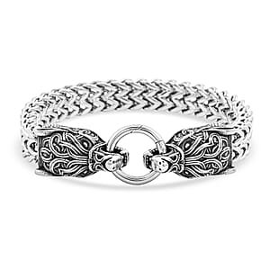 Viking Wolf Head Bracelet in Stainless Steel (9.50 In)