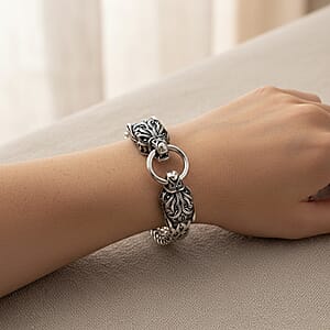 Viking Wolf Head Bracelet in Stainless Steel (9.50 In)