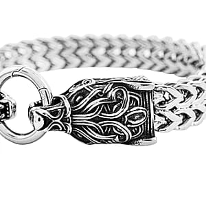 Viking Wolf Head Bracelet in Stainless Steel (9.50 In)