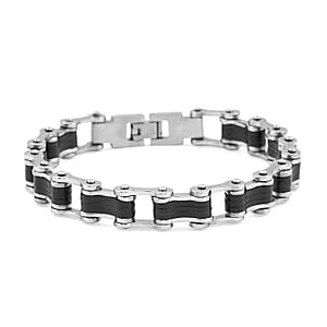 Bicycle Chain Bracelet in ION Plated Black and Stainless Steel (9.00 In)
