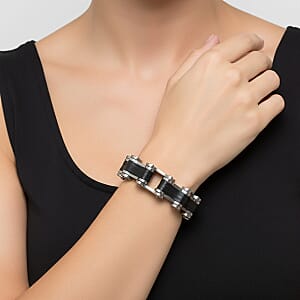 Bicycle Chain Bracelet in ION Plated Black and Stainless Steel (9.00 In)