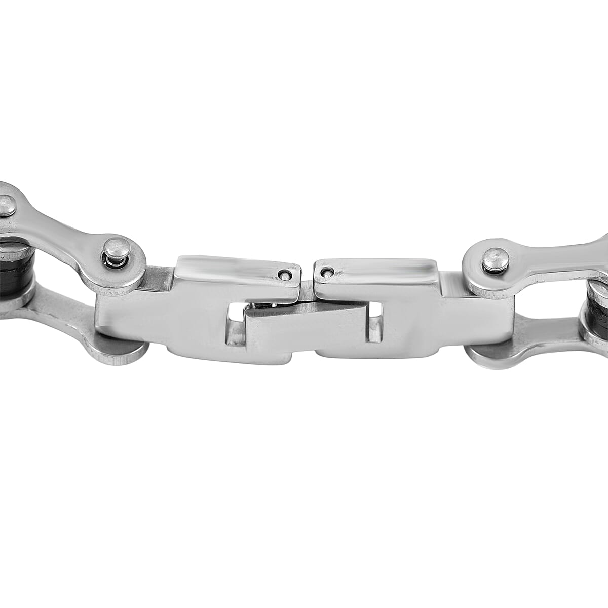 Bicycle Chain Bracelet in ION Plated Black and Stainless Steel (9.00 In) image number 4