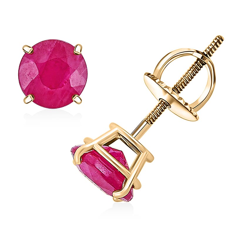 Certified & Appraised Luxoro AAA Ruby 2.00 ctw Earrings in 14K Yellow Gold