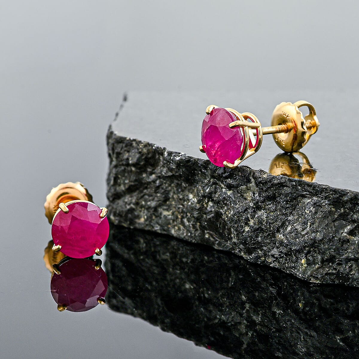 Luxoro AAA Ruby 2.00 ctw Earrings in 14K Yellow Gold image number 1