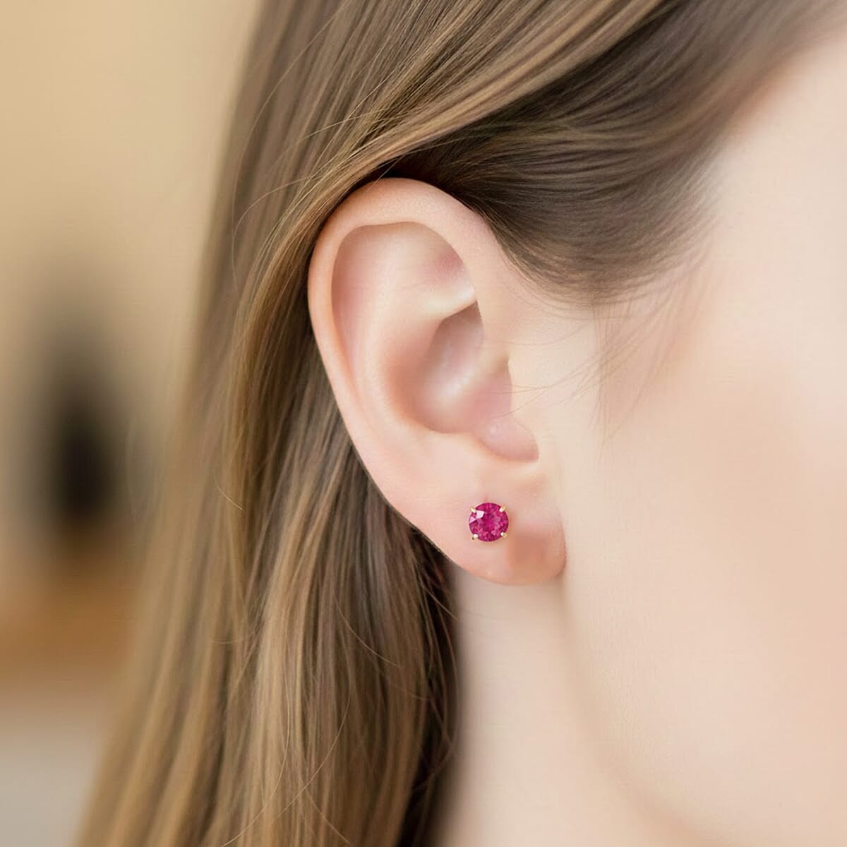 Luxoro AAA Ruby 2.00 ctw Earrings in 14K Yellow Gold image number 2