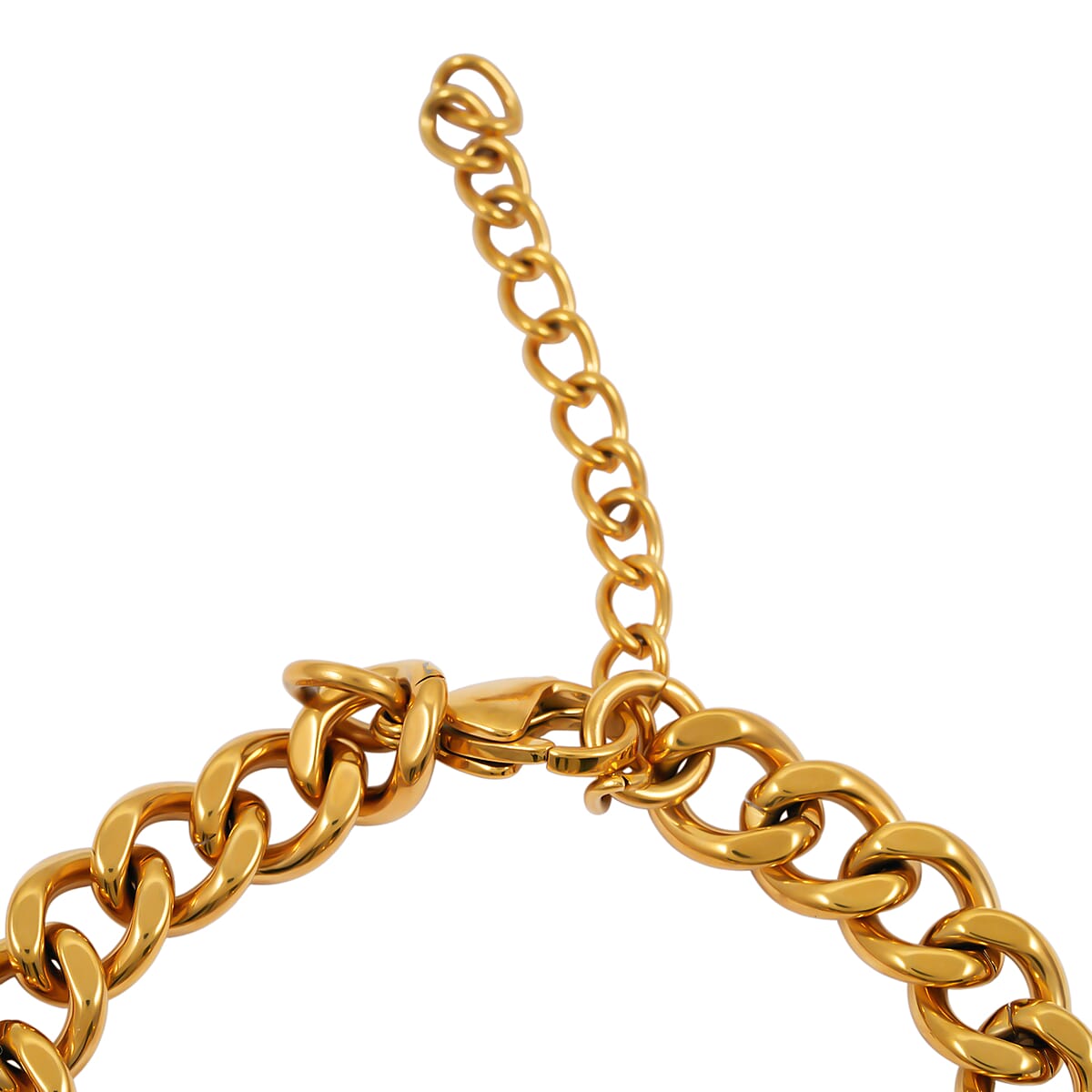 Green Austrian Crystal Panther Head Curb Chain Bracelet in ION Plated YG Stainless Steel (7-9In) image number 4