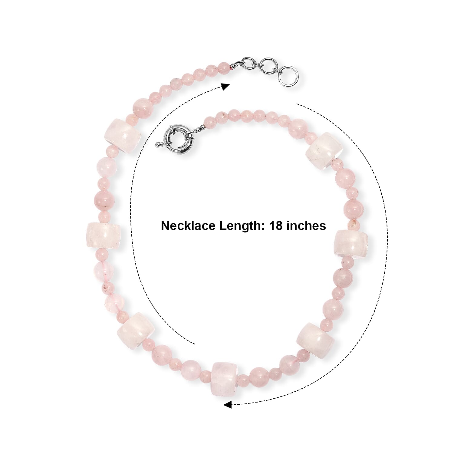 EverTrue Galilea Rose Quartz 393.00 ctw Beaded Necklace in Platinum Bond 18 Inches