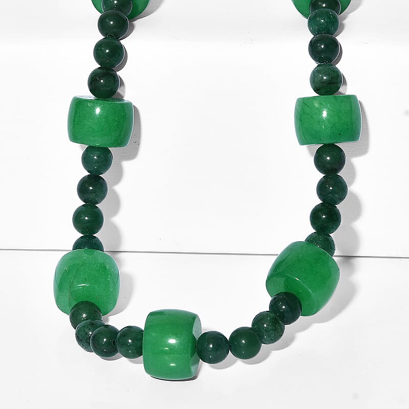 EverTrue Green Aventurine 395.00 ctw Beaded Necklace in Platinum Bond 18 Inches
