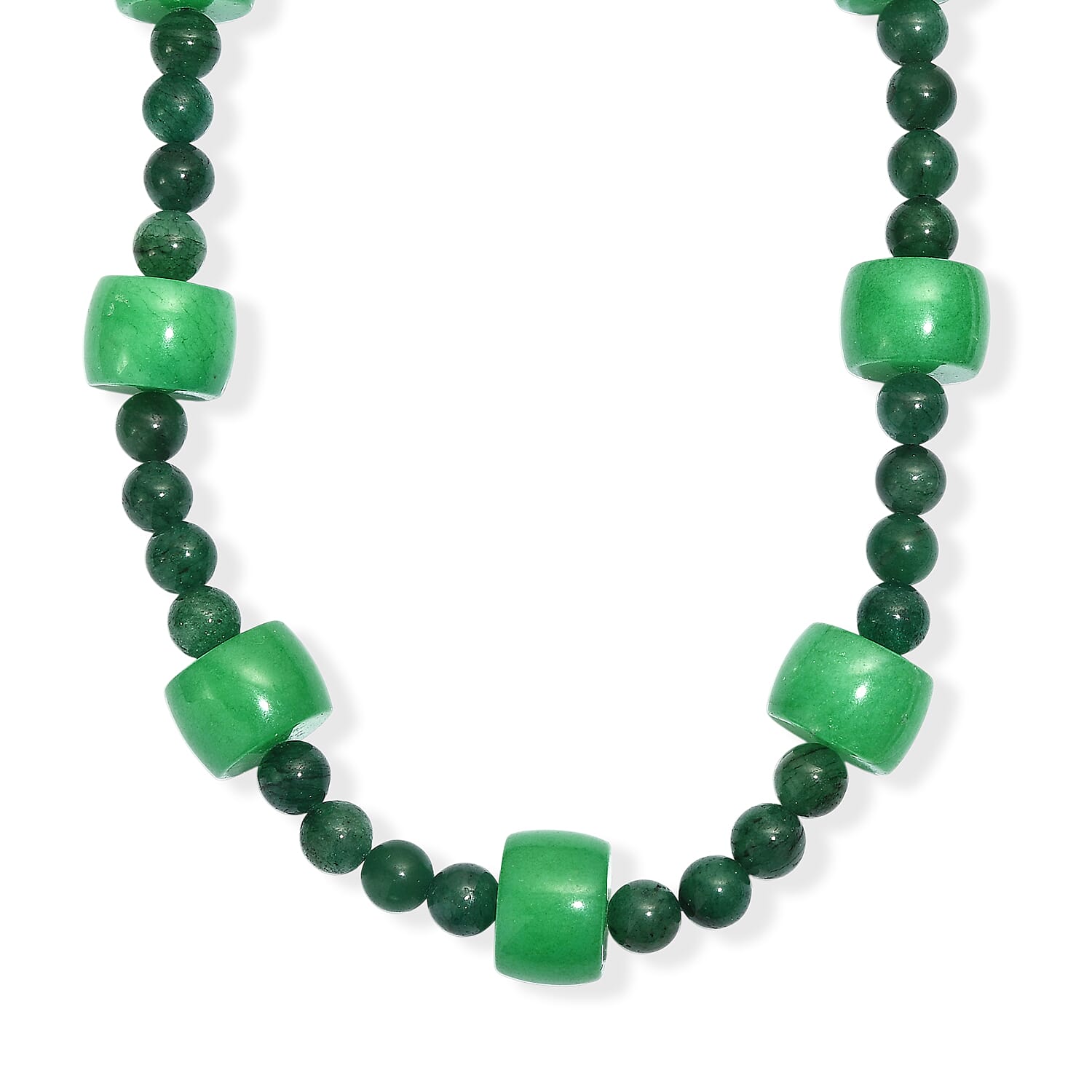 EverTrue Green Aventurine 395.00 ctw Beaded Necklace in Platinum Bond 18 Inches