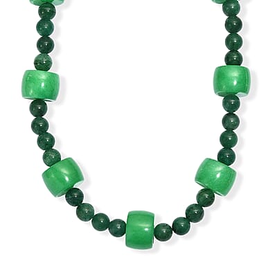 EverTrue Green Aventurine 395.00 ctw Beaded Necklace in Platinum Bond 18 Inches
