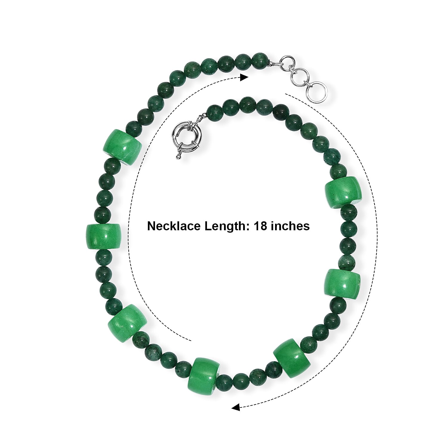 EverTrue Green Aventurine 395.00 ctw Beaded Necklace in Platinum Bond 18 Inches