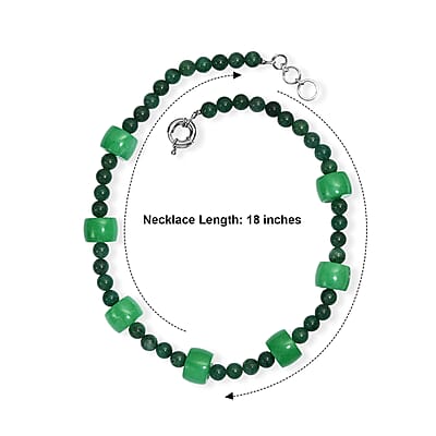 EverTrue Green Aventurine 395.00 ctw Beaded Necklace in Platinum Bond 18 Inches