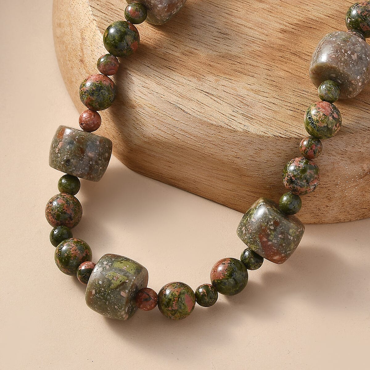 EverTrue Autumn Jasper and Unakite 381.00 ctw Beaded Necklace in Platinum Bond 18 Inches  image number 1