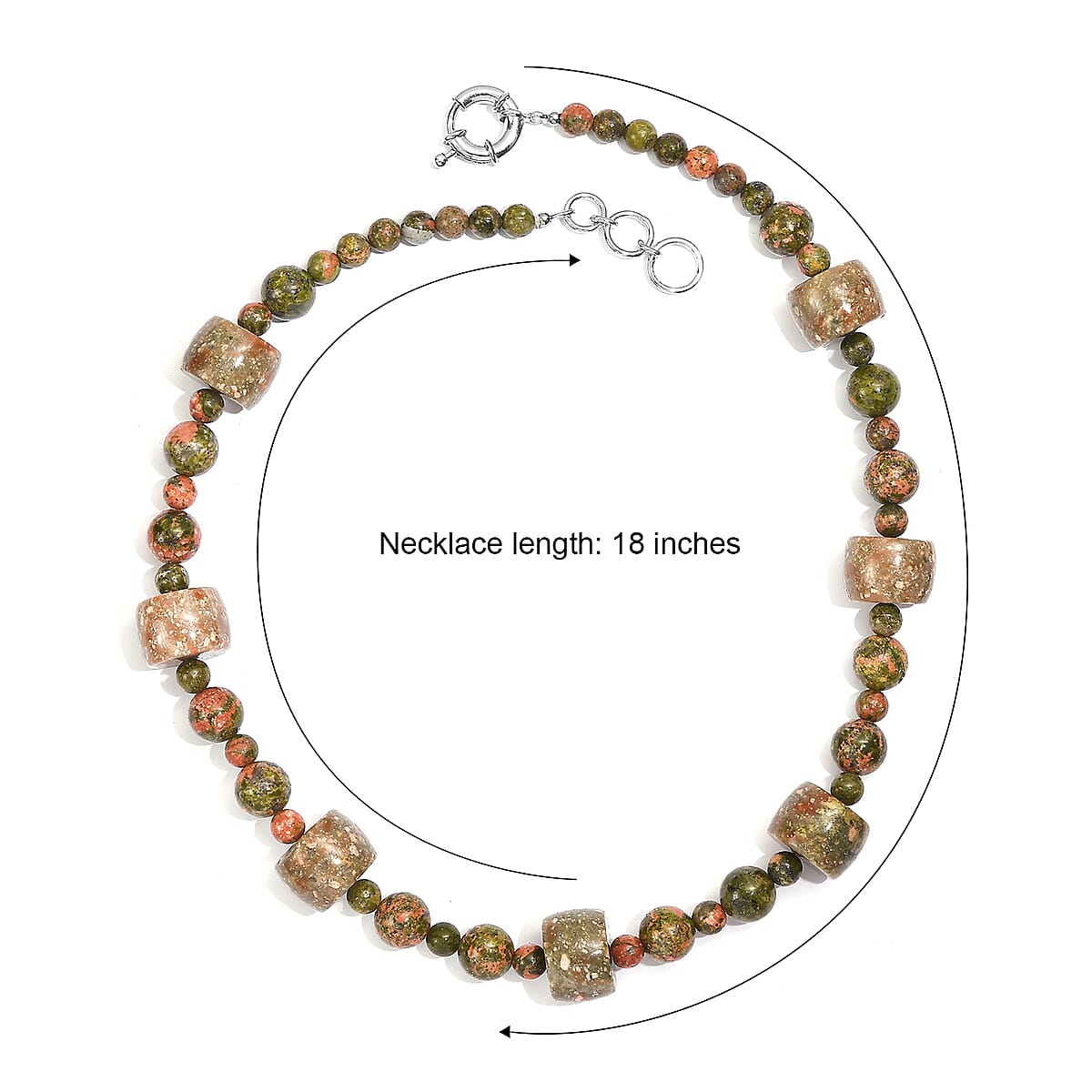 EverTrue Autumn Jasper and Unakite 381.00 ctw Beaded Necklace in Platinum Bond 18 Inches  image number 5