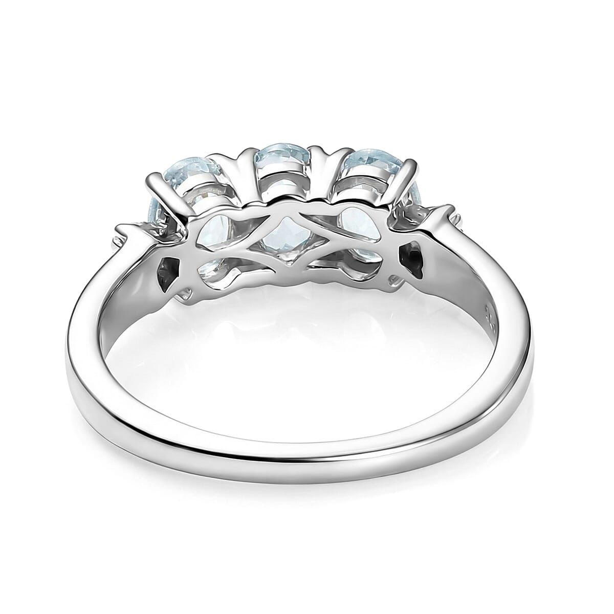 D'Joy Premium Mangoro Santo Aquamarine and Diamond 1.30 ctw Ring in Rhodium Over Sterling Silver (Size 7.0) image number 4