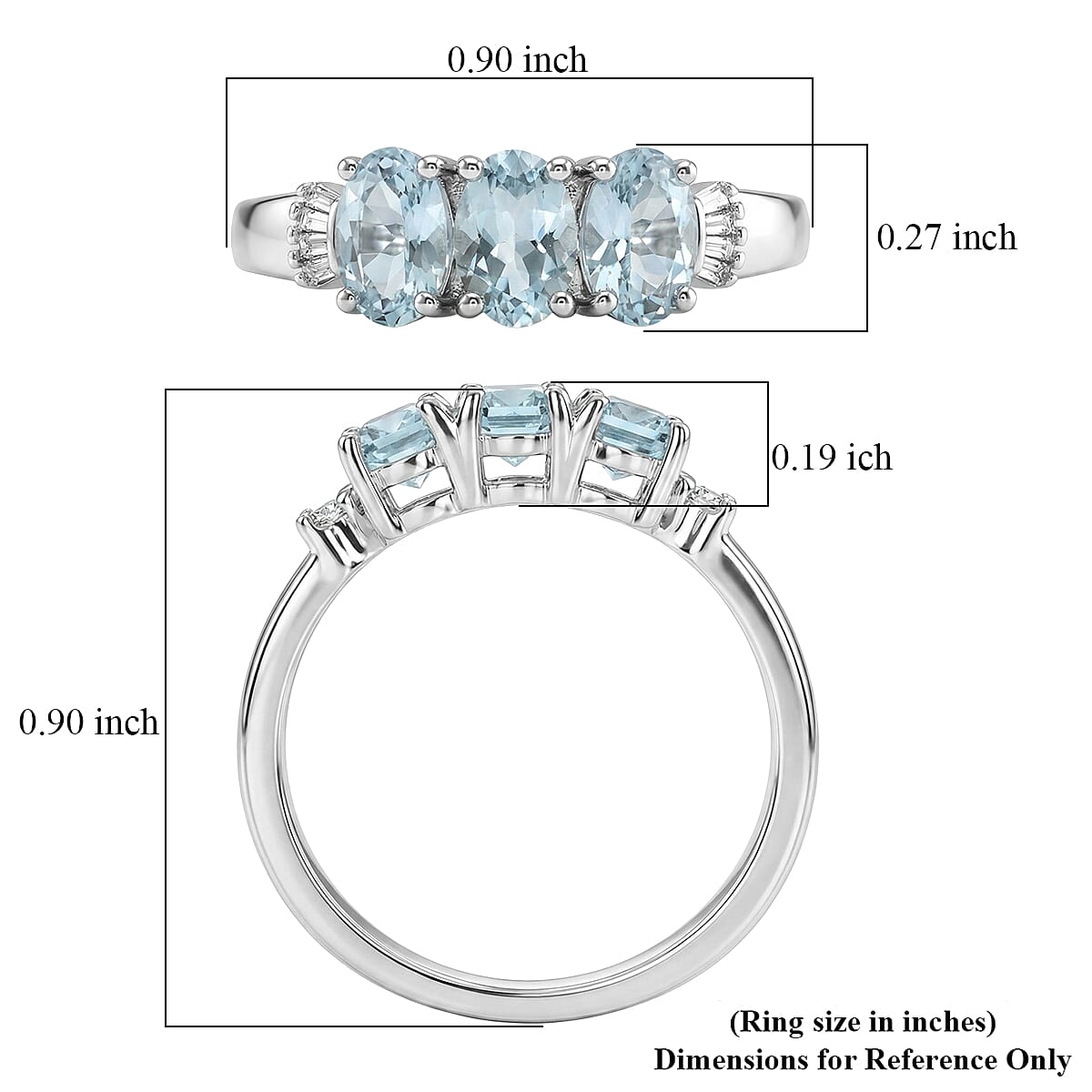 D'Joy Premium Mangoro Santo Aquamarine and Diamond 1.30 ctw Ring in Rhodium Over Sterling Silver (Size 7.0) image number 5