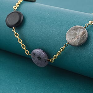 EverTrue Multi Jasper 110.00 ctw Beaded Necklace (24-26 Inches) in ION Plated YG Stainless Steel