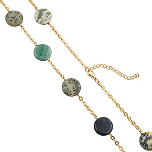 EverTrue Multi Jasper 110.00 ctw Beaded Necklace (24-26 Inches) in ION Plated YG Stainless Steel