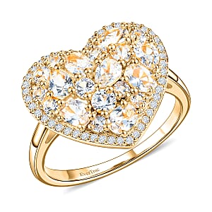 EverTrue Lab Created White Sapphire 2.50 ctw Heart Ring in 18K YG Plated (Size  10.0)